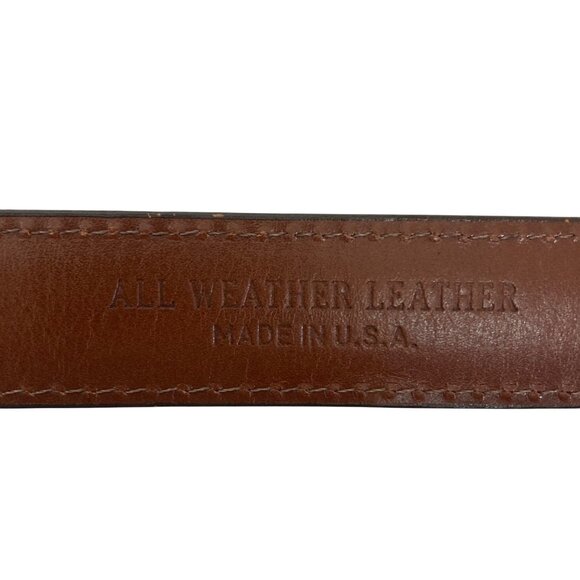 Dooney & Bourke Textured Brown Leather Belt Mens 40 Brass Buckle Made In USA - Picture 5 of 11